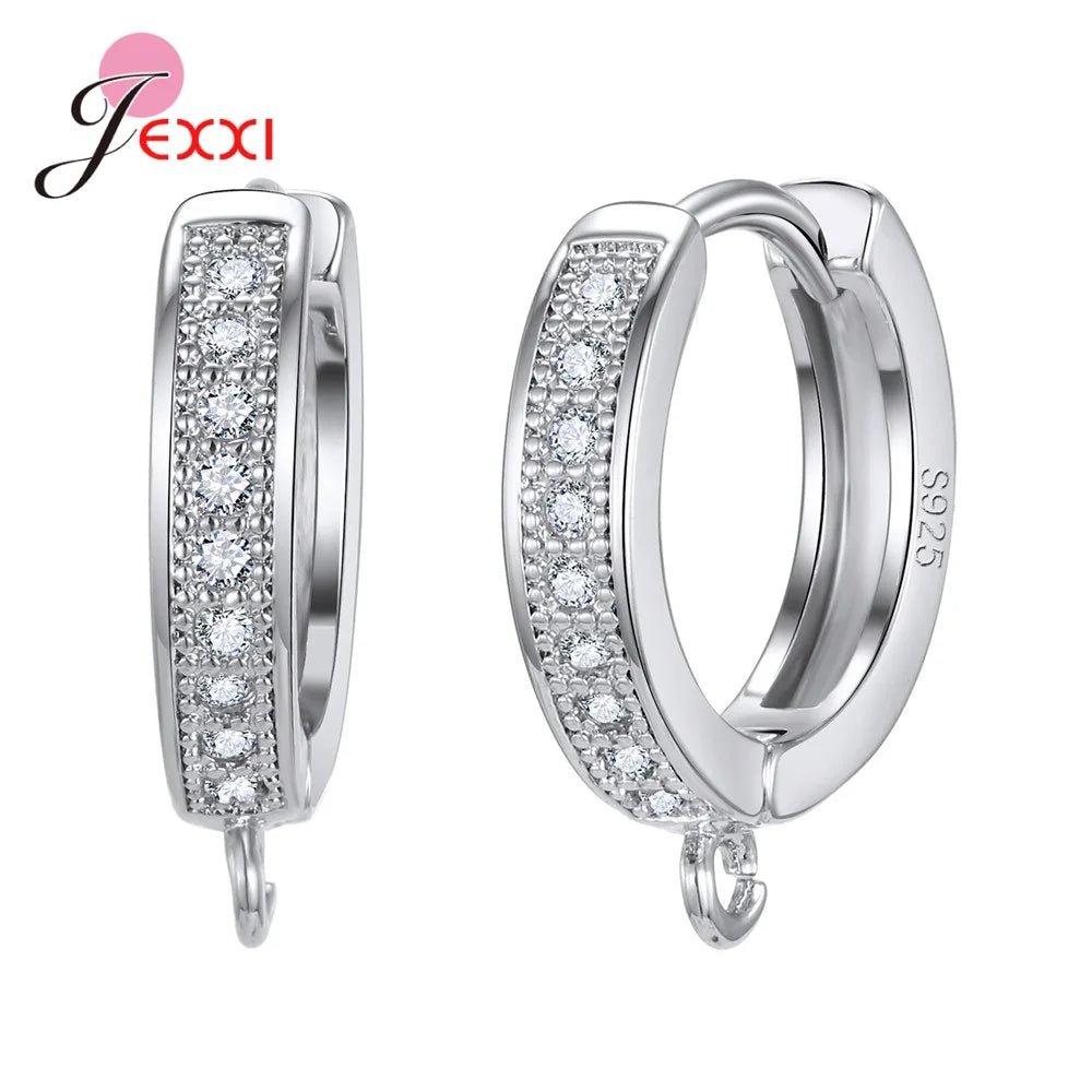 Korean Style Various Model Crystal Earring Findings Genuine 925 Sterling Silver Color Earring Findings Jewelry Accessory for DIY Qme