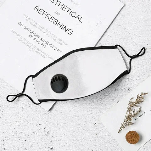 Reusable Washable Fashion Anti Dust PM2.5 Mouth Face Mask with Breathing Valve Filter Activated Carbon Cotton Face Mask Qme WHITE