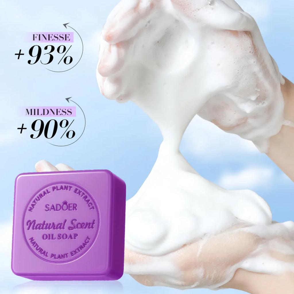 Lavender Essential Oil Soap Handmade Facial Cleansing Bath Deep Skin Qme