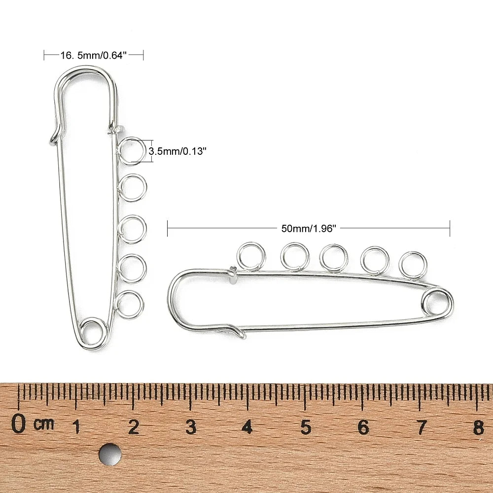 PandaHall 10pcs Iron Safety Brooch Findings Kilt Pins, Platinum Finish 50x16.5x4.5mm for DIY Jewelry Making Craft Supplies Qme
