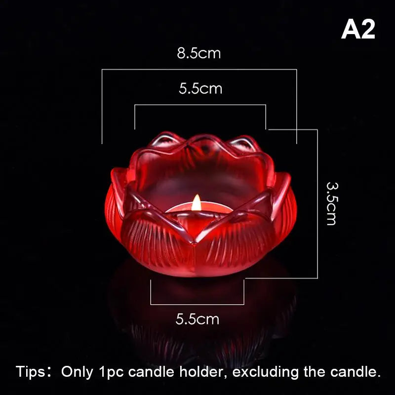 Glass Lotus Candle Holder Windproof Heat Resistant Suitable Use As