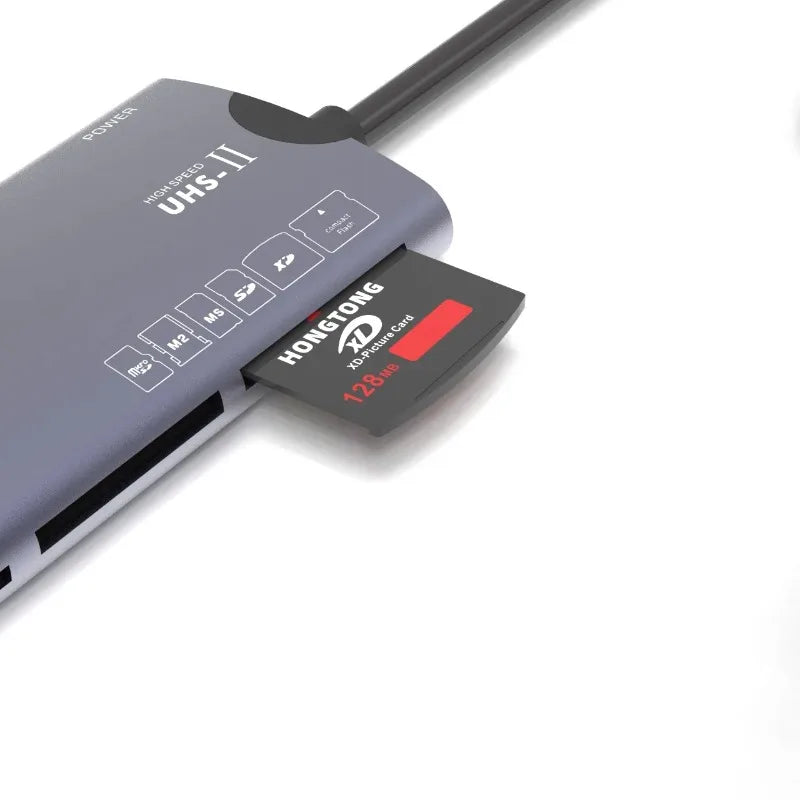 Usb High-speed Ms Multi-functional Cf Card Reader, Sd Aluminum Alloy Tf Computer Six-in-one Xd Card Reader Qme