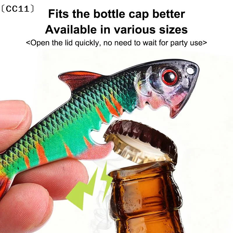 Zinc Alloy Fish Shaped Bottle Opener Keychain Lifelike Look Sturdy Qme