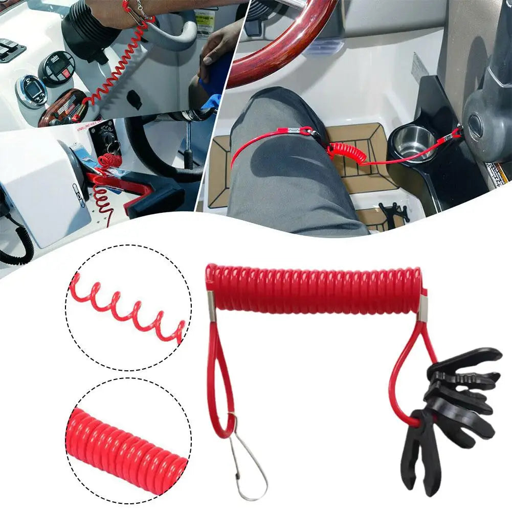Boat Outboard Switch Engine Motor Lanyard Kill Urgent Stop Button Safety Connector Cord Compatible for Yamaha Suzuki Honda Qme