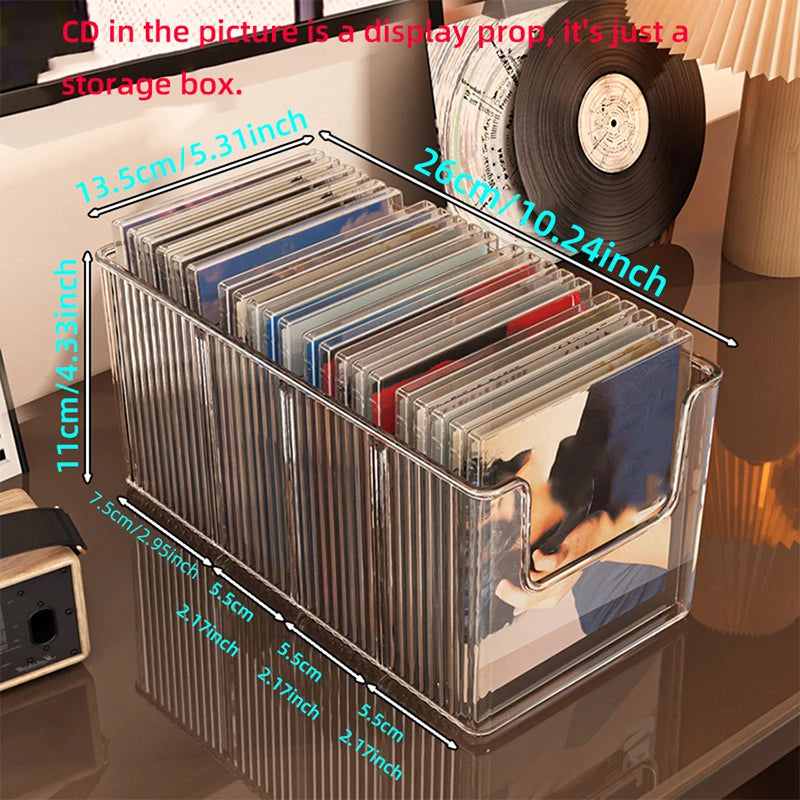 Album Storage Box CD Disc Rack Desktop Black Vinyl Record Magnetic Qme