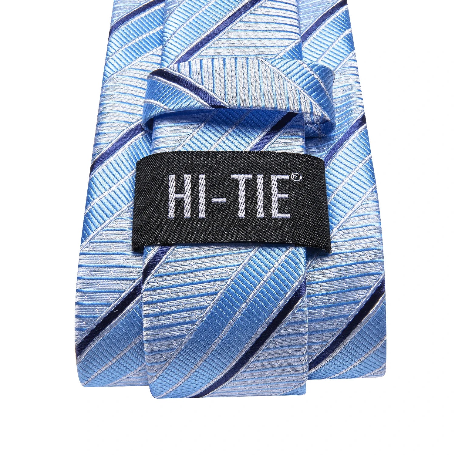 Hi-tie Light Blue Striped Business Mens Tie Jacquard Necktie Qme