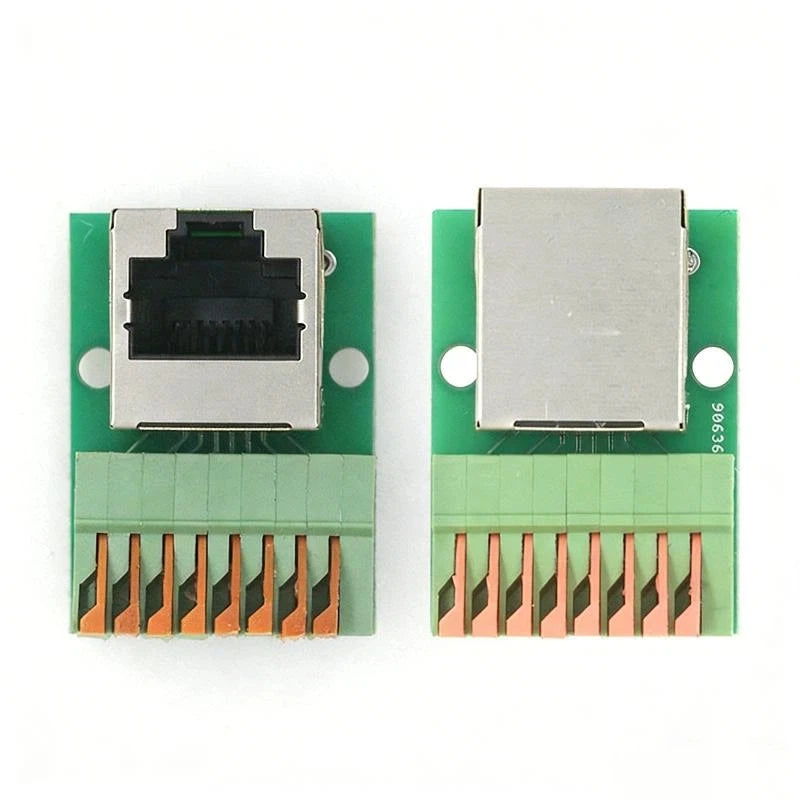 1Pc Data Adapter Board Female Socket Guide Rail Installation Terminals Connector RJ45 Network Port Terminal Block Welding Free. Qme