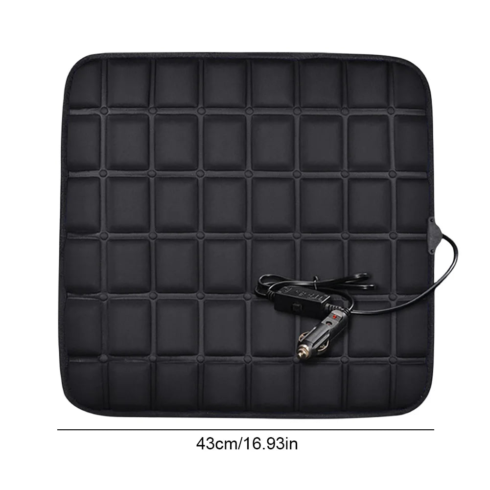 Winter Heated Car Seat Cover 5V/12V Heating Warmer Car Seat Cushion Auto Universal Protector Cloak Cover Pads for Car Accessorie Qme Black 12V