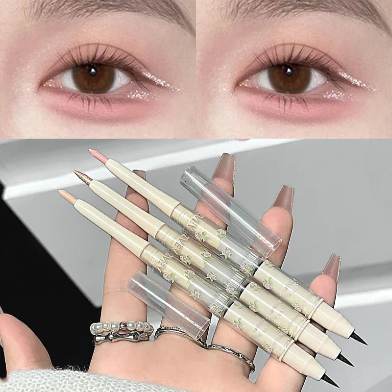 Double Head Matte Pearlescent Eyeliner Pen Highlighter Brightening Shadow Under Eyelid Liner Liquid Contour Lying Silkworm Pen Qme
