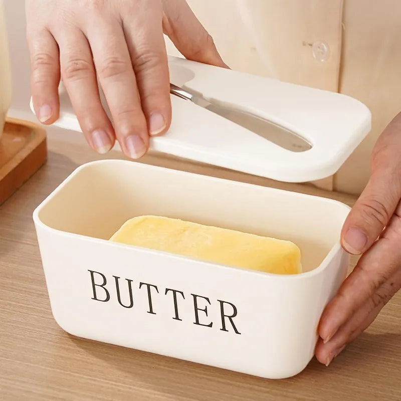 1pcs Butter Container Box with Knife Plastic Sealed Storage Box Cheese Box Oil Slicer Butter Plate Tableware Qme