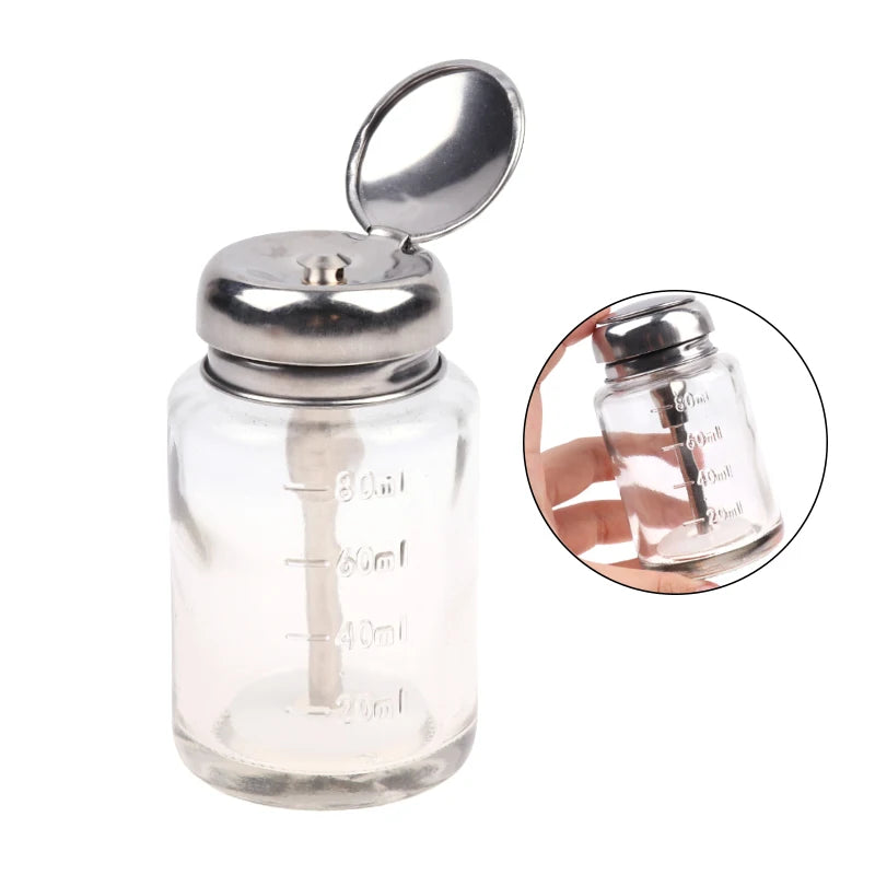 Airless Pump Bottle Clear Refillable Container Nail Polish Remover Qme