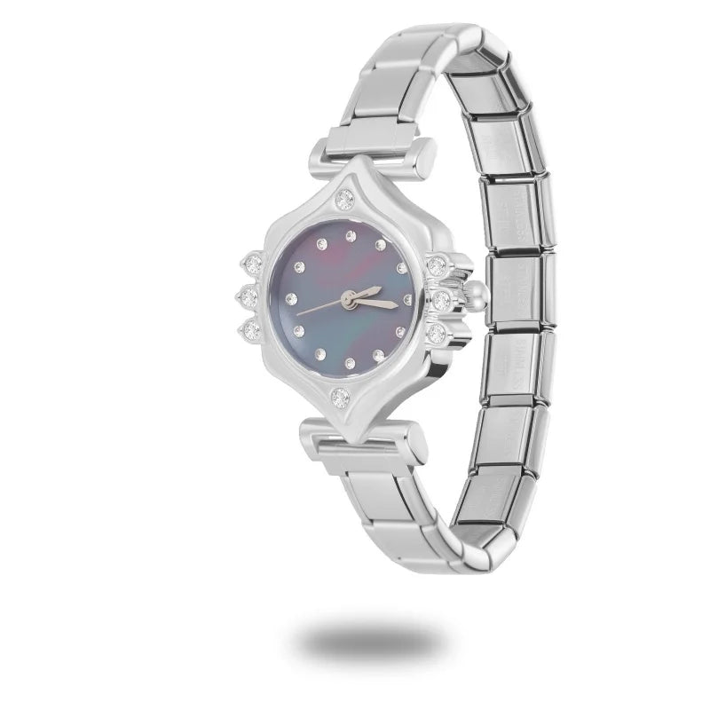 2025New Fit Width Italian Charm Square Zircon Elastic Watch Bracelets