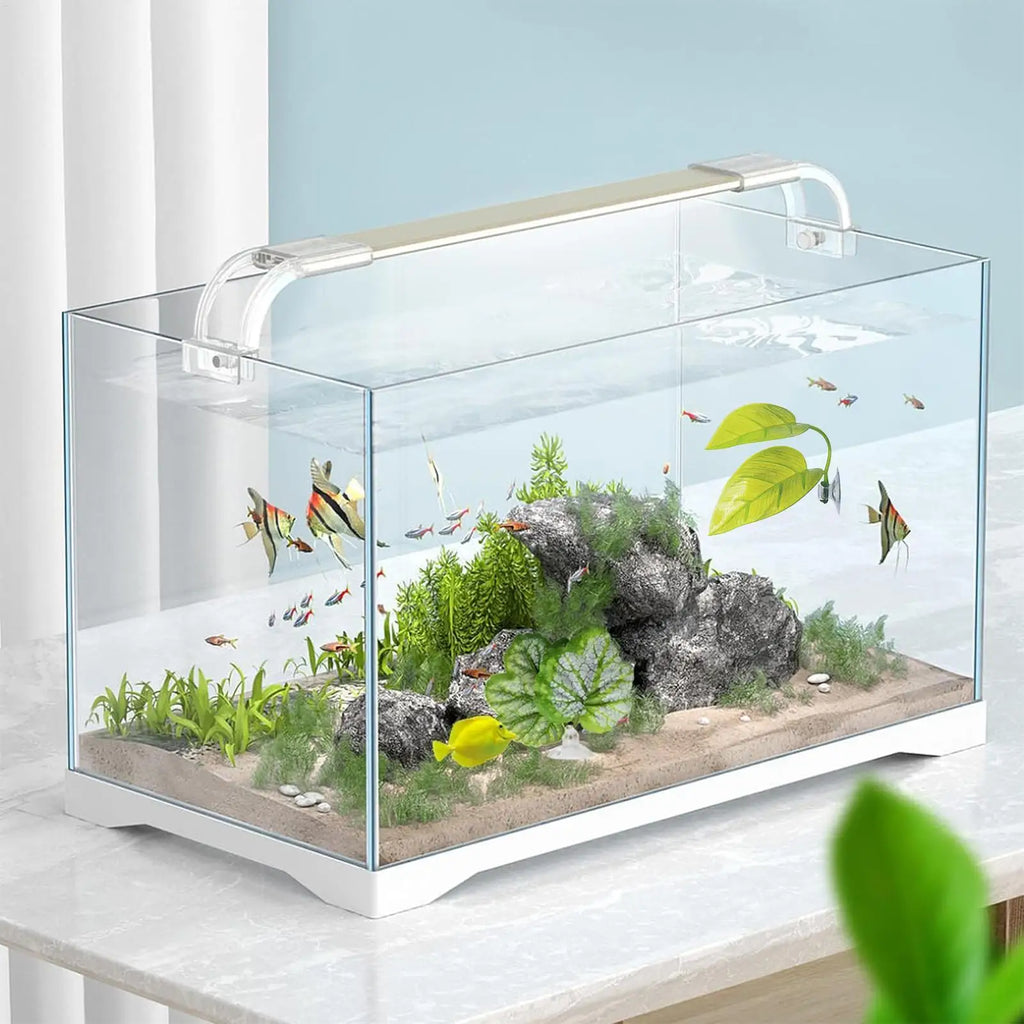 Aquarium bucket fish leaf with suction cup simulation water grass decoration leaves artificial lightweight fish leaf hammock Qme