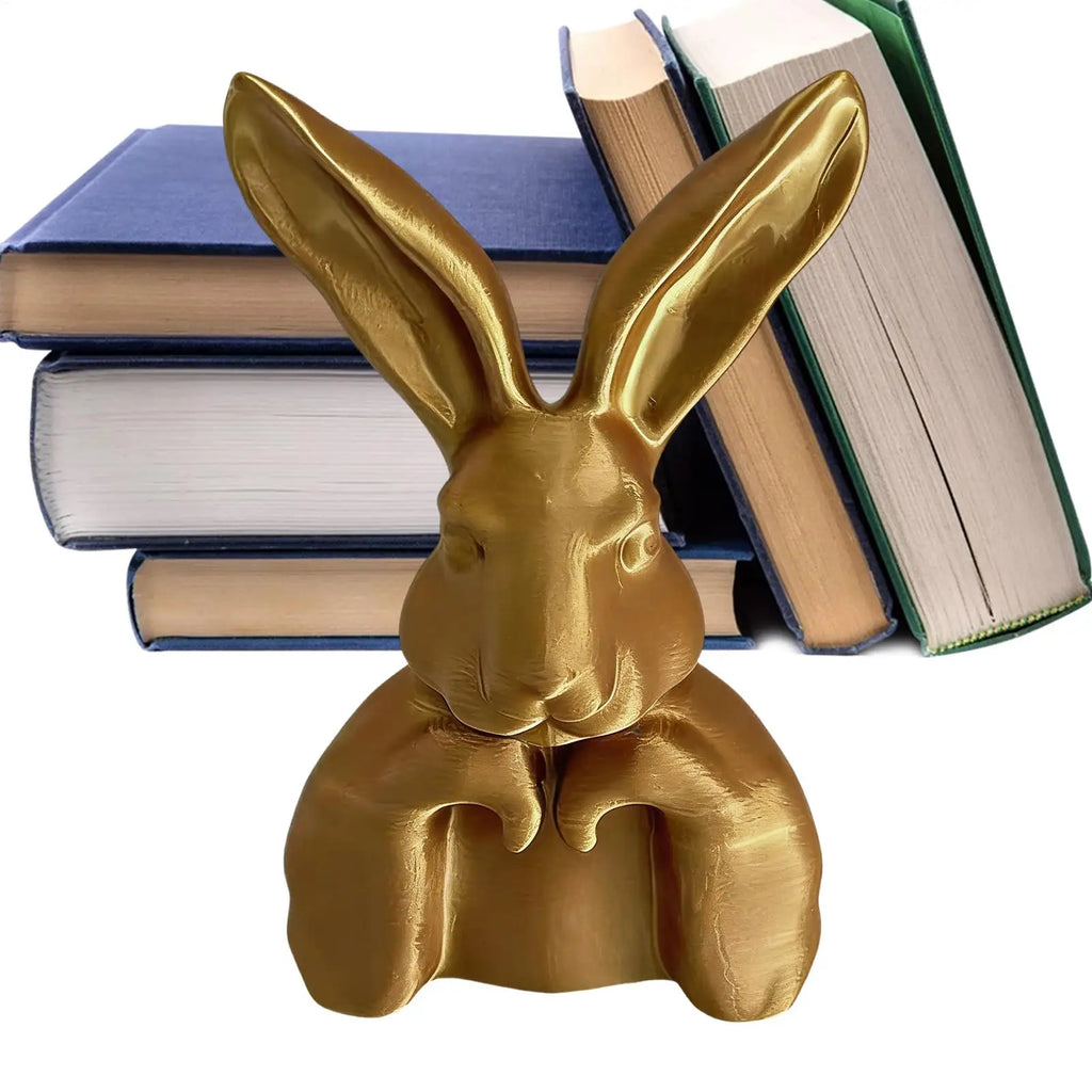 Bunny Figurines 3D Printed Decorative Sculpture Gold Decor Home Qme