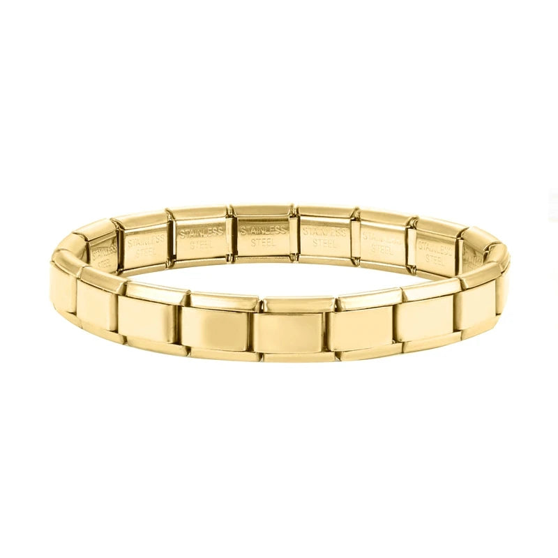 Wholesale Italian Charm Link Stainless Steel Golden Bracelet for Woman Men DIY Making 9mm Bead Silver Color Retro Bangle Jewelry Qme S 2..