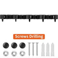 1 Heavy-Duty Metal Tool Rack with 4 Slots and 5 Hooks - Wall-Mounted Garden Tools, Broom, Mop and Garage Equipment, Tool Rack St Qme black