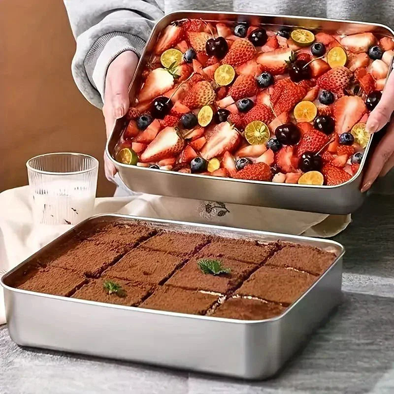 Stainless Steel Tiramisu Mold Cake Tray Shaping Container Lid Qme