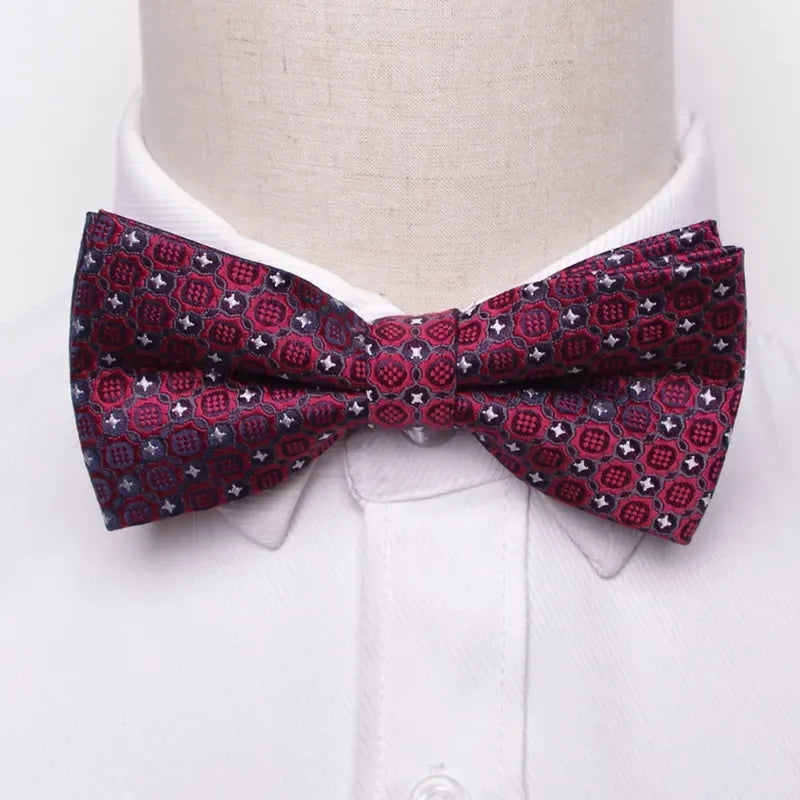 Classic Black Men Bow Ties Fashion Polyester Bowtie Woven Dot Checked