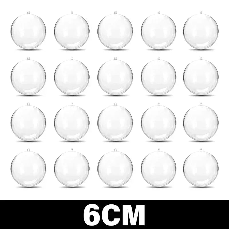 10/1Pc Christmas Transparent Ball Plastic Christmas Trees Open Ball Box Bauble Ornament Wedding Gift Party Home Decoration Qme 6CM 1PC