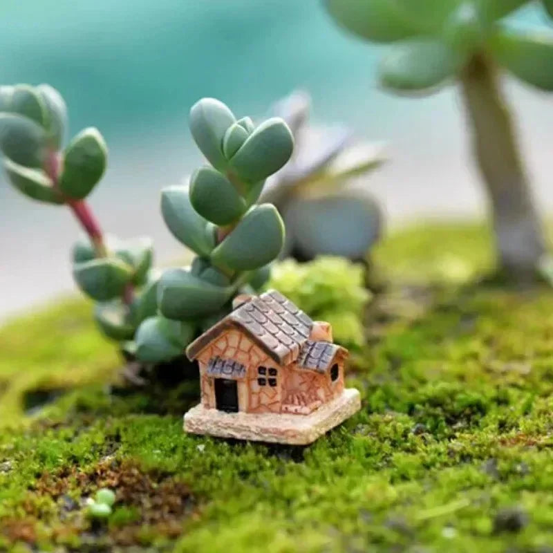 Home Table Small Crafts Mini Figurine Dollhouse Stone House Garden Ornament Micro Landscape Garden House Miniature Resin Supply Qme