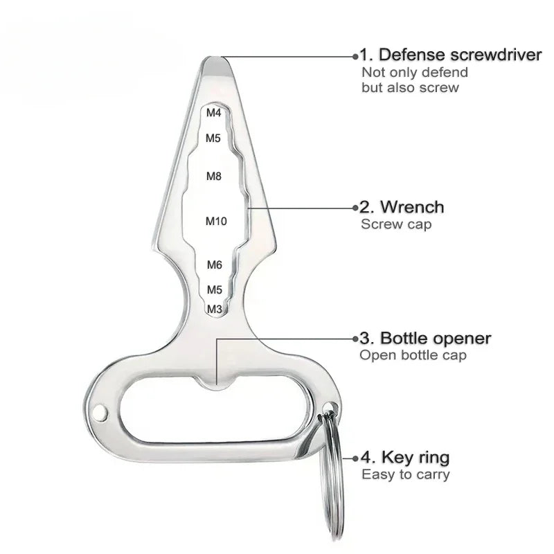Self Defense Weapons Outdoor EDC Survival Tool Defence Personal Keychian Stinger Bottle Combination Opener Wrench for Men Women Qme