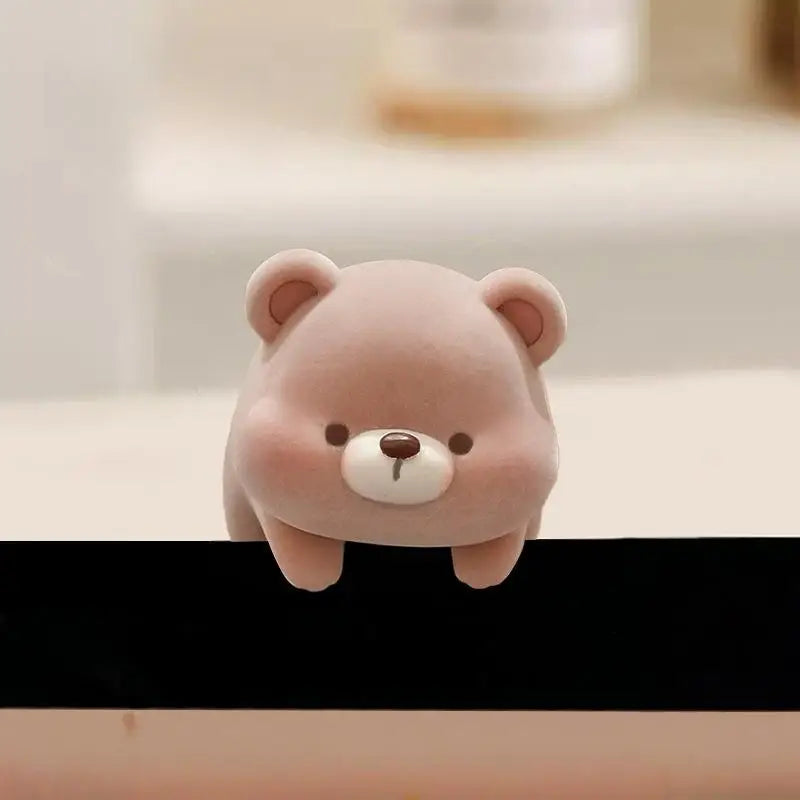 Doll Flocking Computer Monitor Decoration Panda Dog Desk Ornament Qme A3
