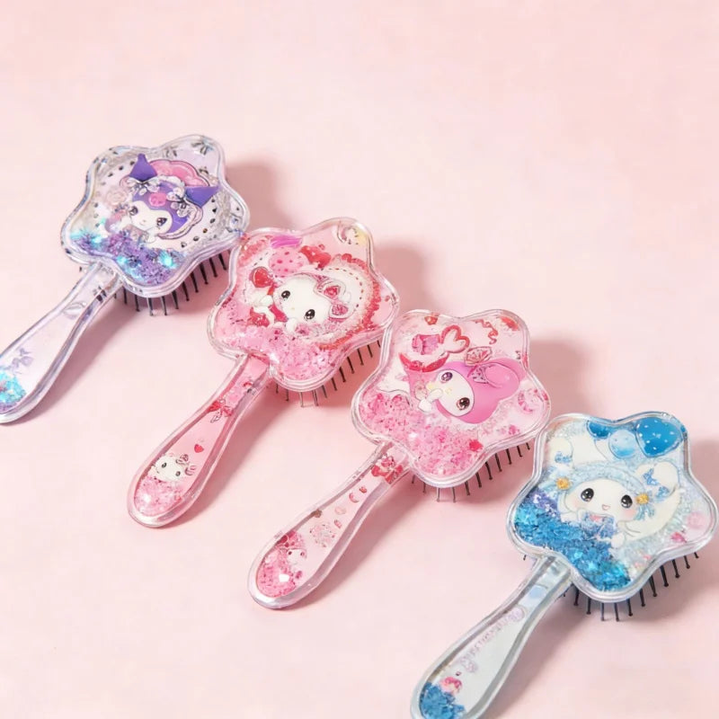 Hello Kitty New Five-Pointed Star Fluffy Cushion Comb Cute Cartoon-Style Detangling and Massaging Comb Air-Cushion Comb Qme