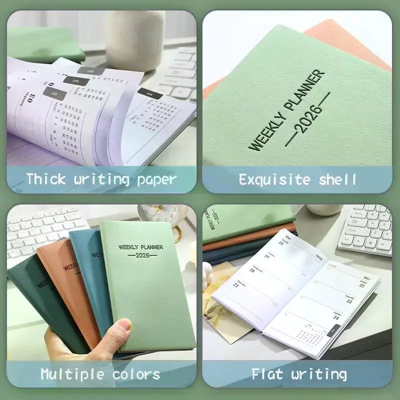 A6 2026 Daily Planner Morandi Leather Calendar 64 Sheets 128 Page Qme