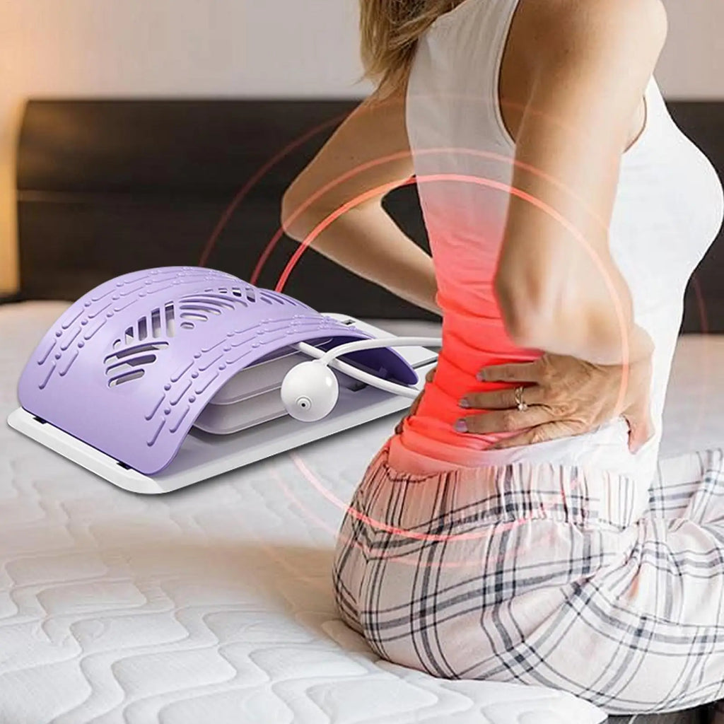 Lumbar Stretcher Ergonomic Back Stretcher for Lower Back Relief Adjustable Support Board Corrector for Workout Women Men Indoor Qme