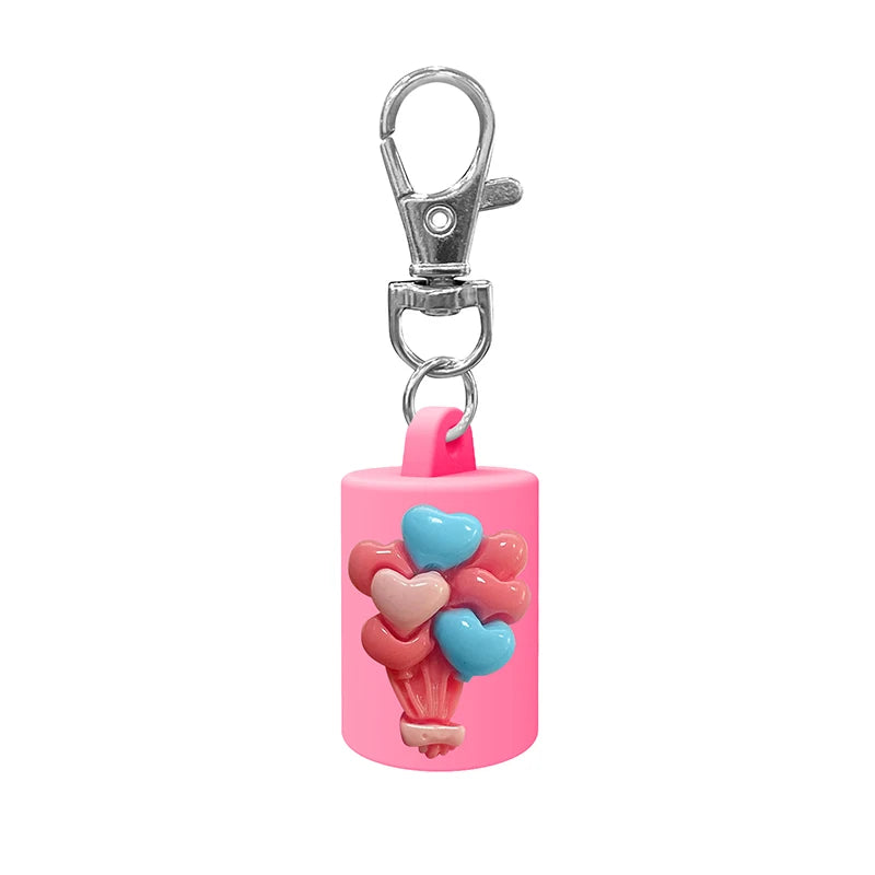 Portable Lipstick Pouch Keychain Balloon-shaped Protective Case Lip Qme Red