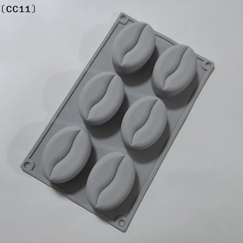 6 28Cavity DIY Coffee Bean Forms Mousse Cake Mold Silicone Pastry Qme