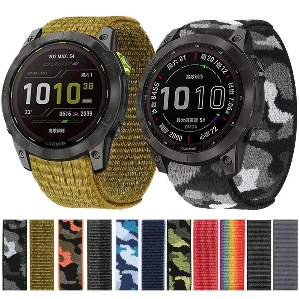 26 20 22mm Nylon Watch Band For Garmin Fenix 7X 6X Pro 7 7S 6 6S 5X 5 5S Plus/Venu 2 Plus Hook and Loop Quick Dry Strap Qme