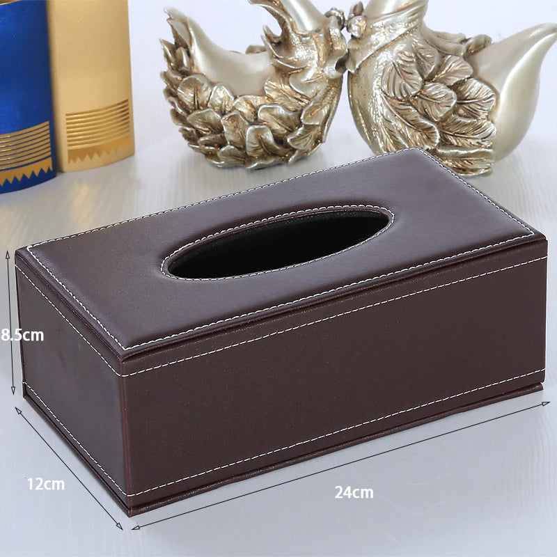 Household Tissue Storage Box Leather Car Paper Dispenser Container Qme one size D
