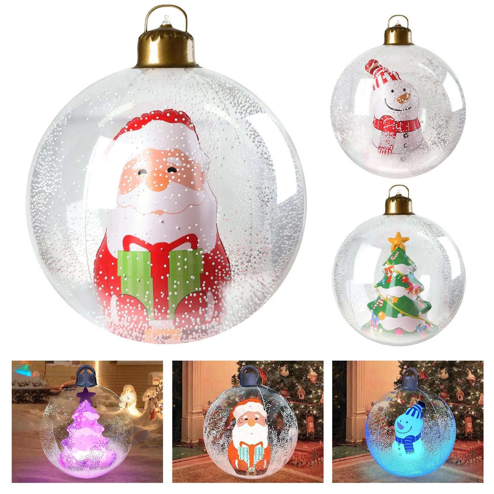 24 Inch Inflatable Christmas Balls Outdoor Christmas Decorations with Lights PVC Giant Inflatable Christmas Balls Holiday Decor Qme