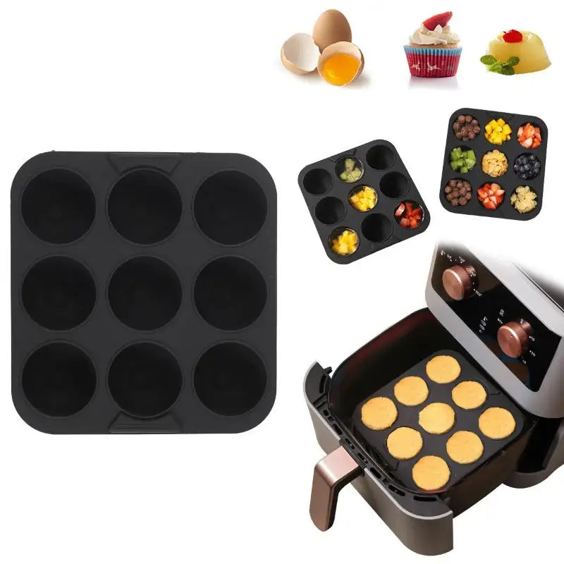 Muffin Cupcake Silicone Mold Square 9 Holes Cupcakes Non Stick Soap Qme Black