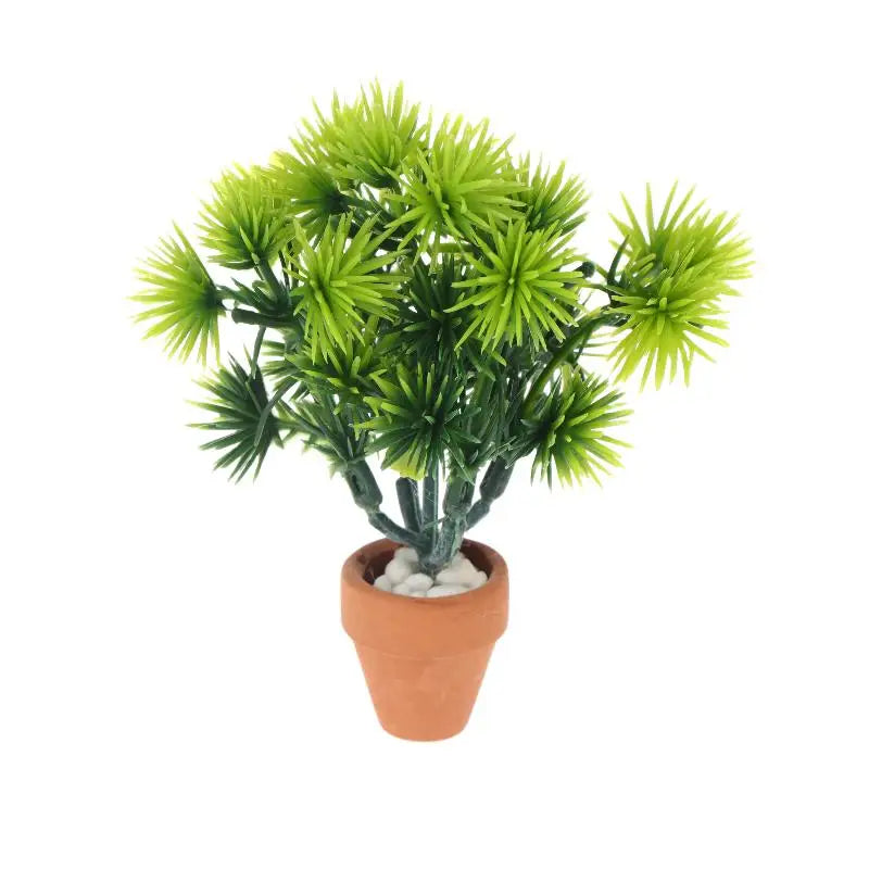 Miniature Pine Needle Potted Plant Ornament Dollhouse Greenery Qme