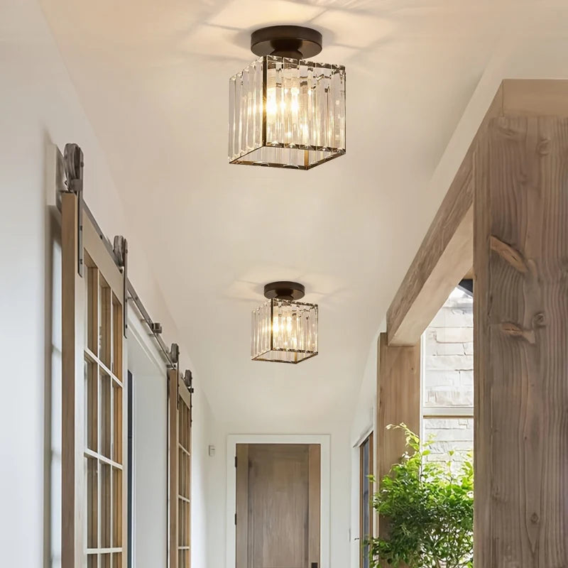 Nordic modern luxury crystal E27 ceiling light for bedrooms, corridors, restaurants, stairs, bathrooms, lighting fixtures Qme