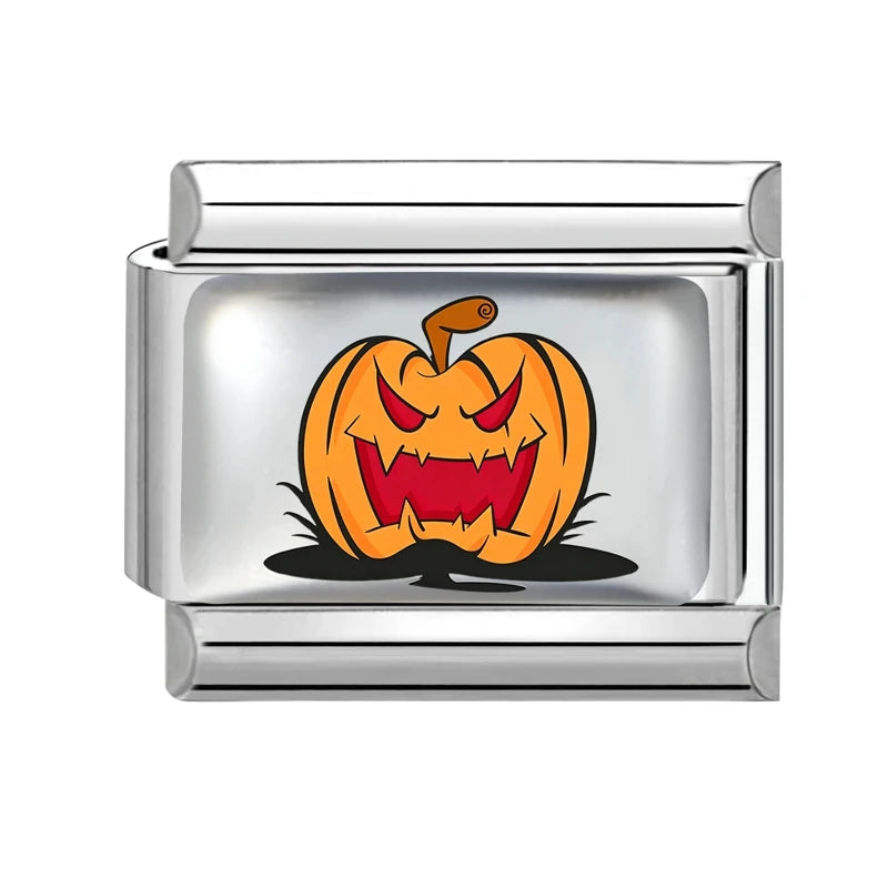New 2026 Design Halloween Cherry Bow Pumpkins Ghost Italian Charm Links Fit 9MM Stainless Steel Bracelet Jewelry DIY Making Gift Qme S 15
