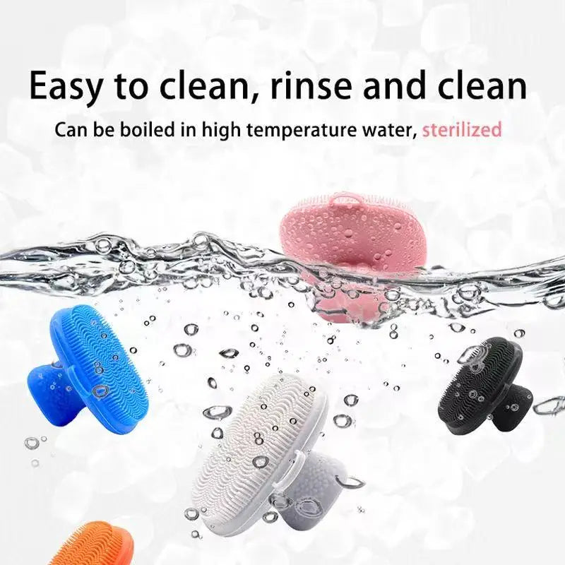 Manual Silicone Facial Cleansing Brush Soft Bristle Body Bath Massage Qme