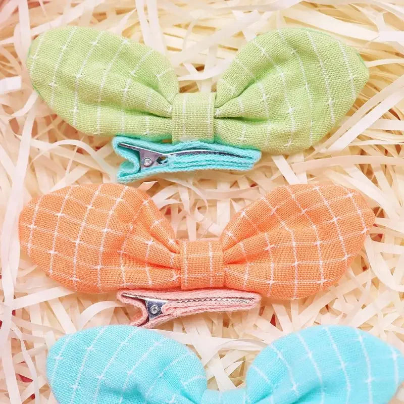 10Pcs Rabbit Ear Bow Candy Color Dog Hair Clips Long-hair Puppy Bowknots Alligator Clip Pet Grooming Cute Pet Accessories Qme