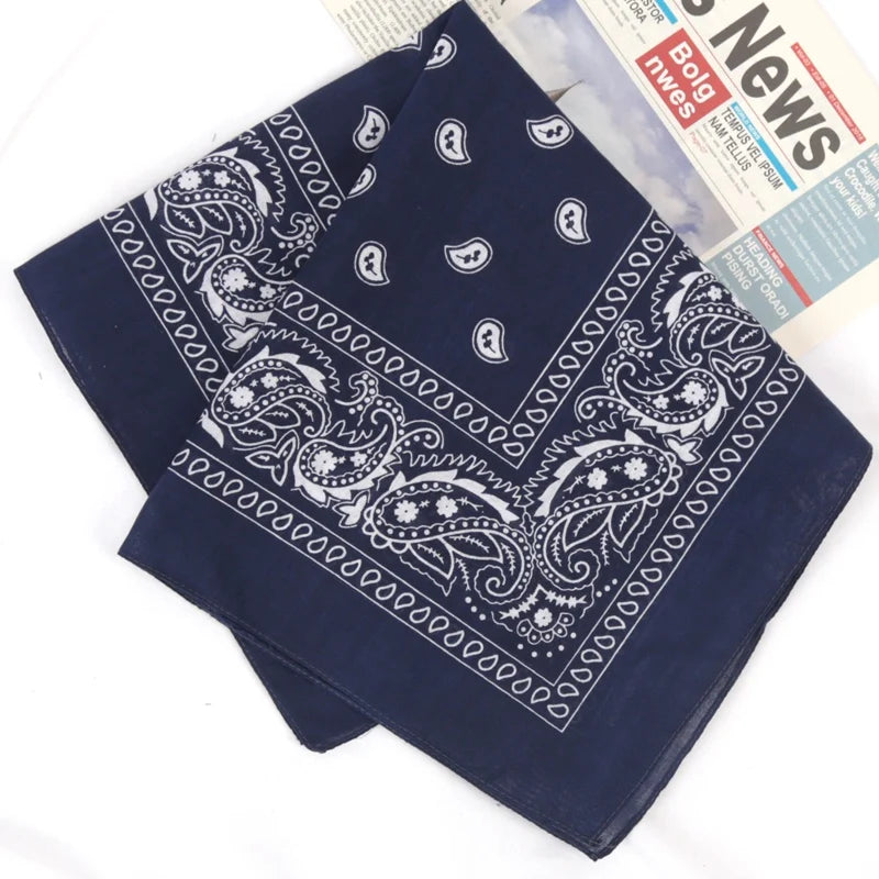 Unisex Cotton Bandana Kerchief Hip Hop Black Hair Band Neck Scarf Qme A1