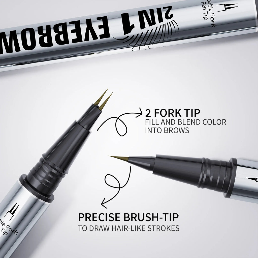 Two-pronged Eyebrow Pencil Waterproof Two-in-one Liquid Eyebrow Pencil Curved Eyebrow Pen With Fork And Precise Brush Tip Makeup Qme