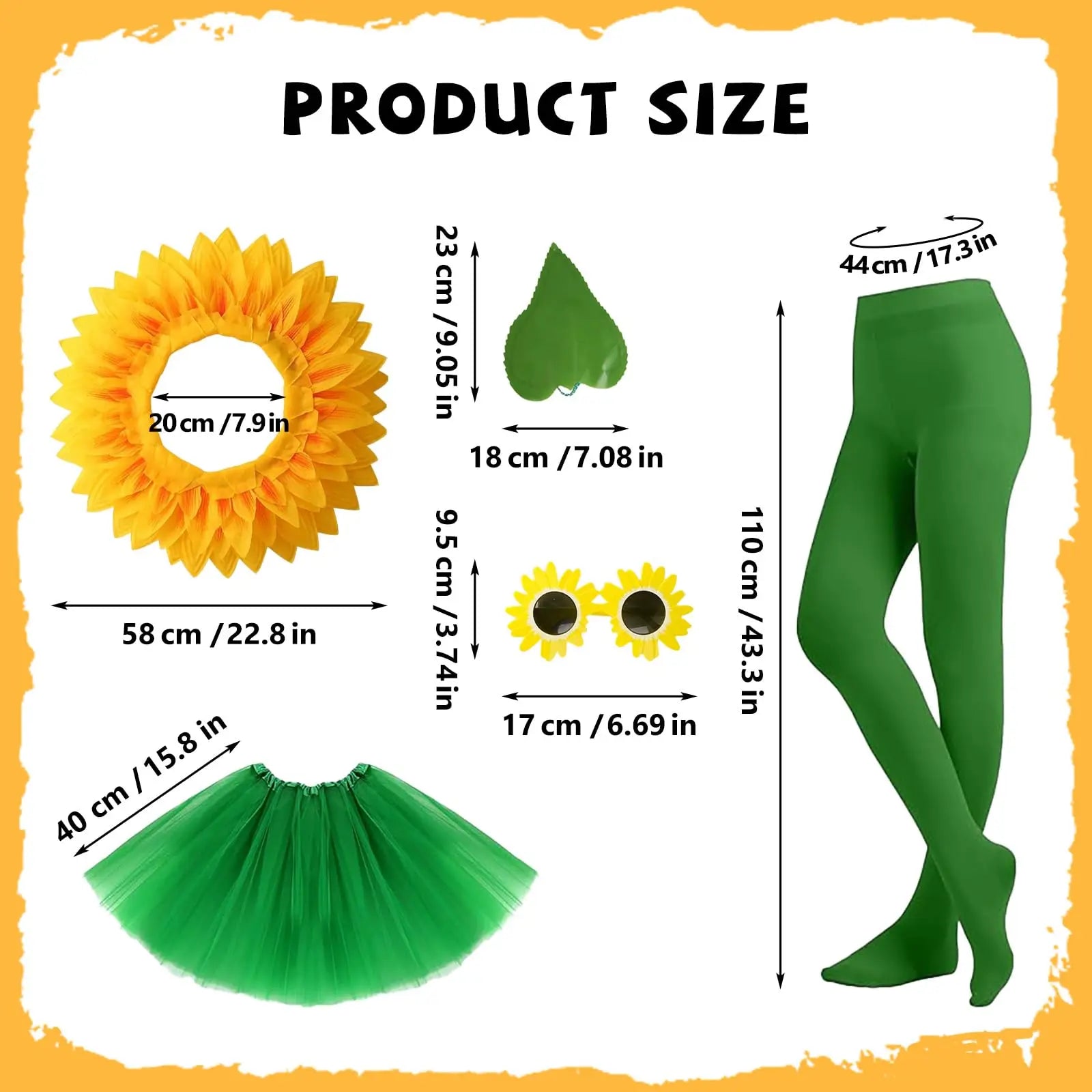 Sunflower Costume Sunshine Daisy Flower Outfit Sun Flower Headpiece Glasses Tutu Skirt Gloves Socks Plant Costume Qme