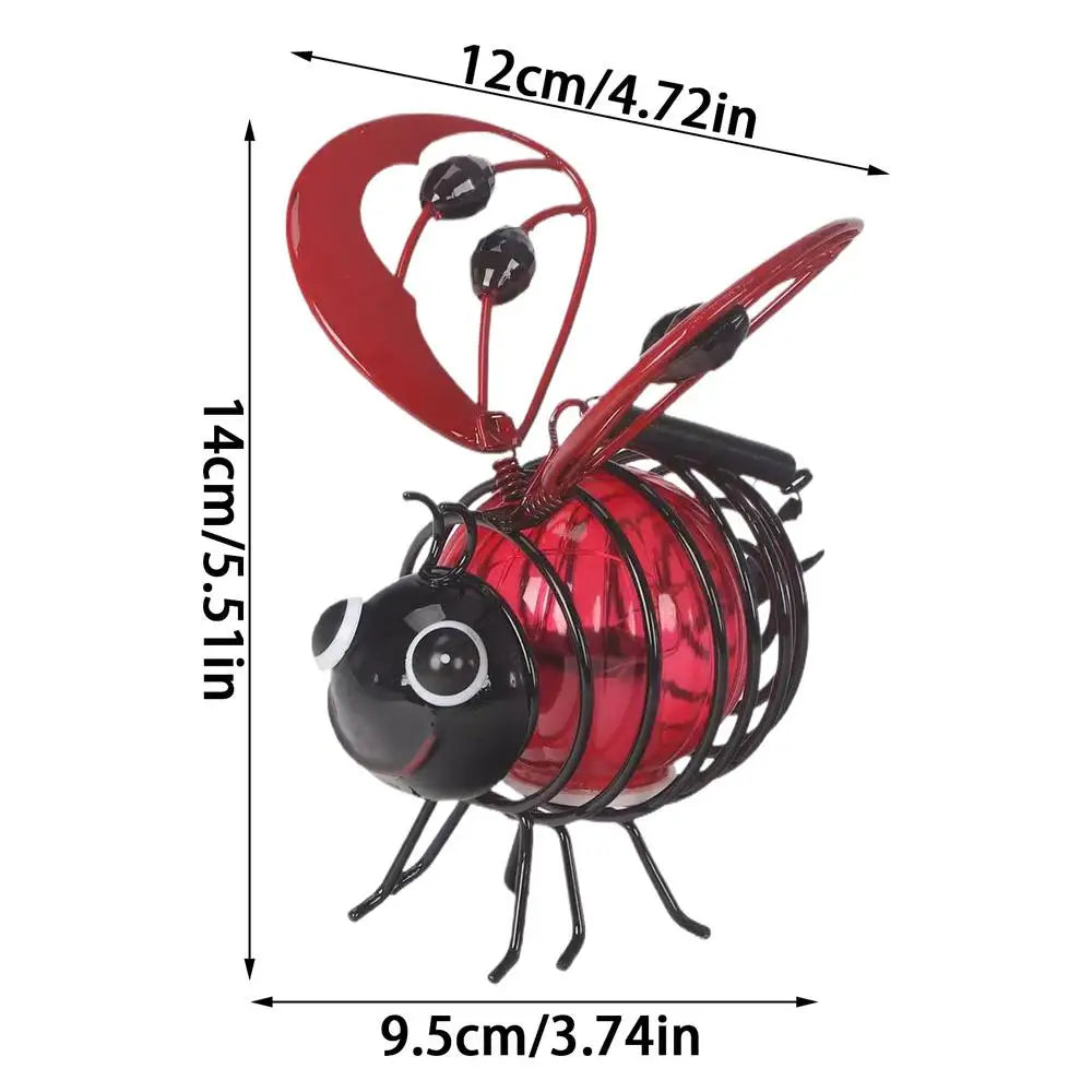 Bee Lights Metal Waterproof Funny Lamp Bee Outdoor Decor Solar Yard Lights for Lawn Yard Tree Window Fence Porch Patio Pathway Qme Red