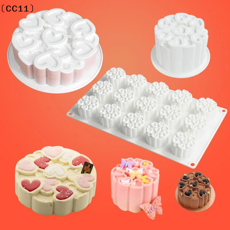 Splicing Heart-shaped Design Silicone Cake Mold Rose Chocolate Qme