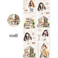 Watercolor Forest Style Girl & Park Landscape Washi Tape, Junk Journal Collage Base, Photo Album Decoration DIY Craft Supplies Qme A
