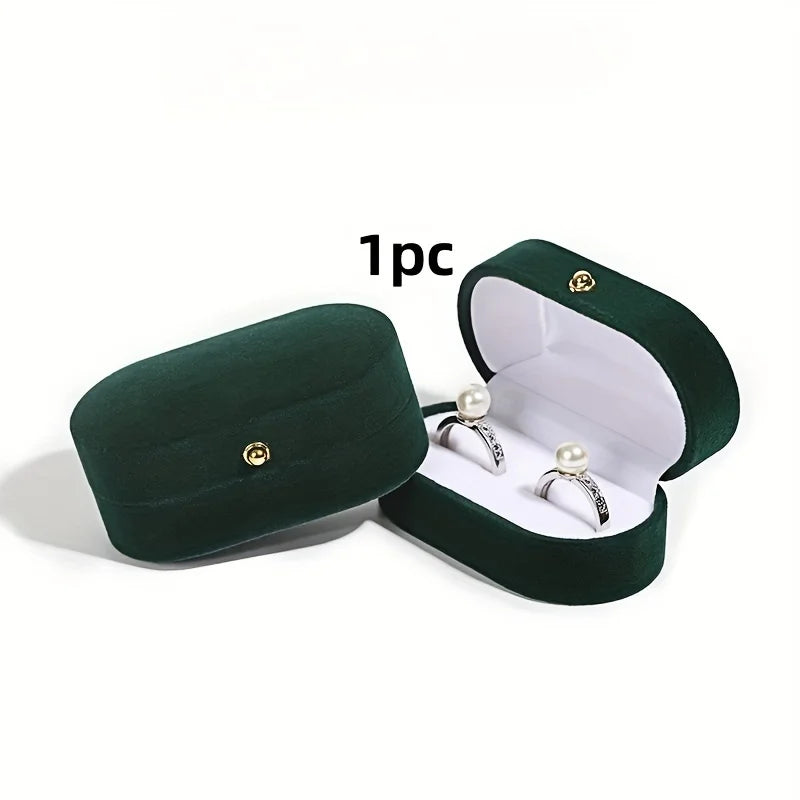 Double-ring earrings box, with a snap closure, a Valentine's Day gift storage and display packaging box Qme green