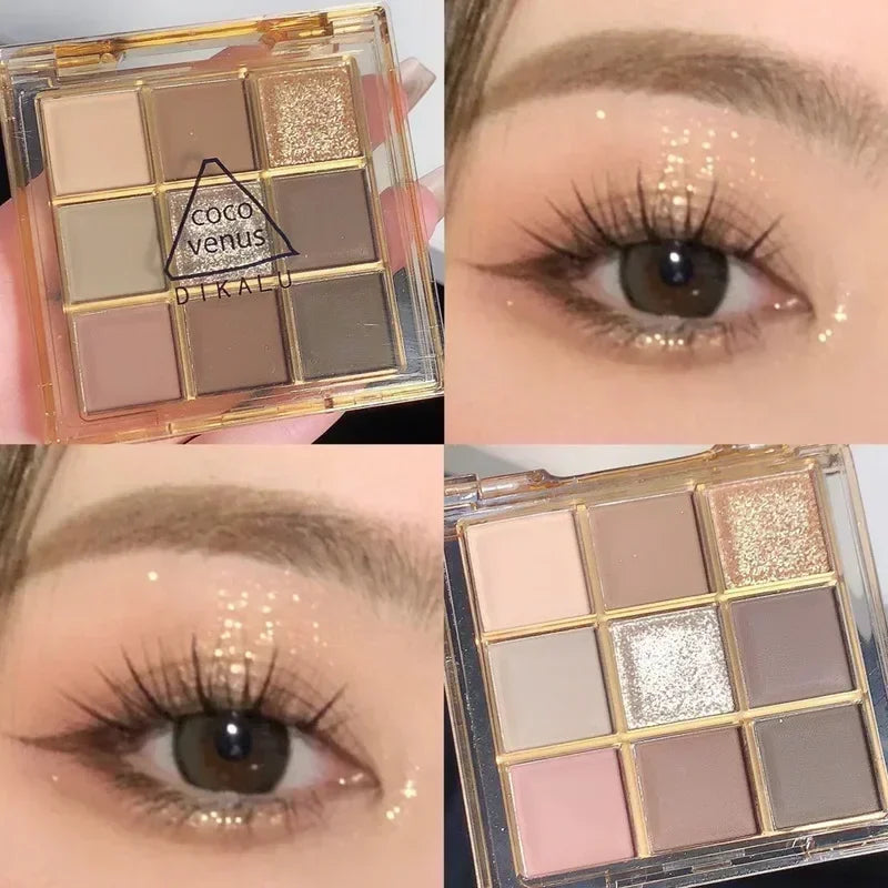 Punk Blue Eyeshadow Palette 9 Colors Matte Smoky Black Eye Shadow Shimmer Palette Glitter Nude Cosmetics Pearlescent Eye Makeup Qme 12