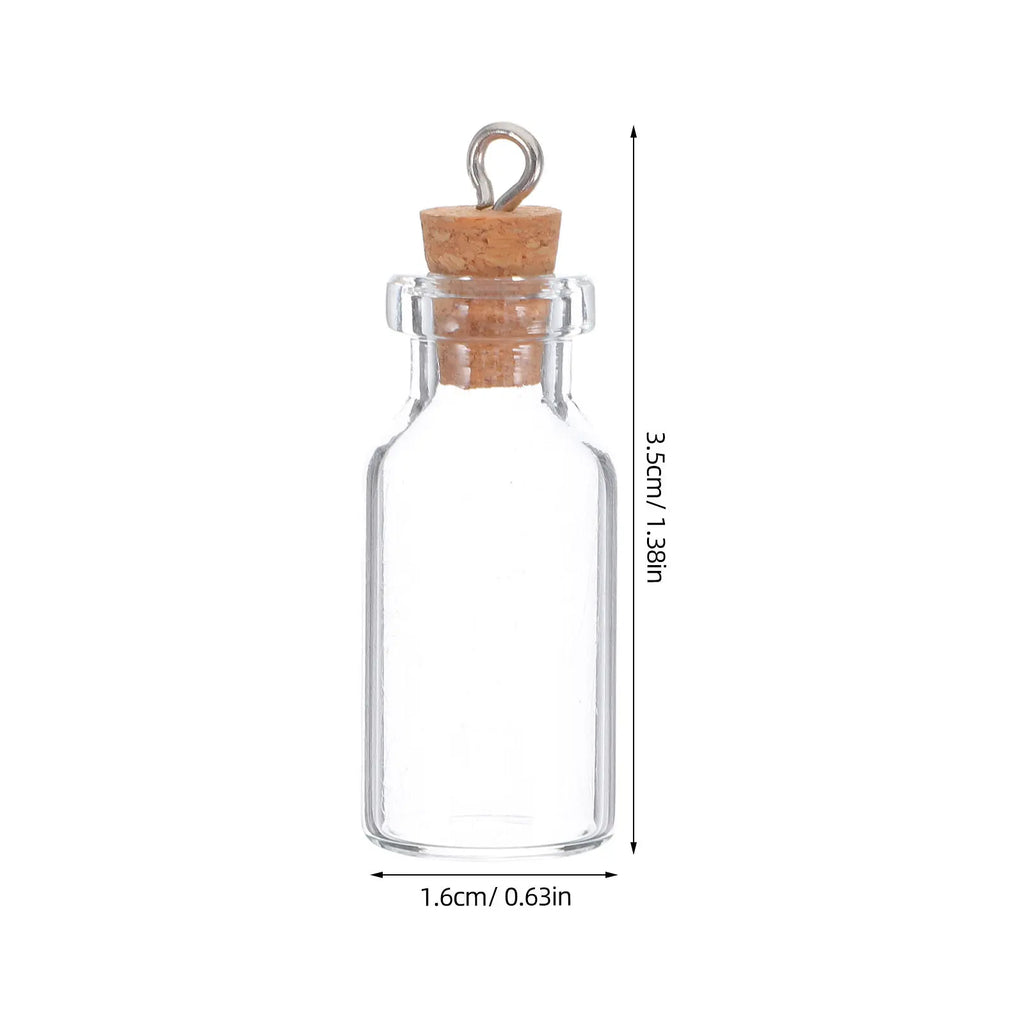 15Pcs Mini Glass Wishing Bottles Corked Small Transparent Vials for Crafting Beads Notes Decor Hanging Wind Chimes Baby Shower Qme