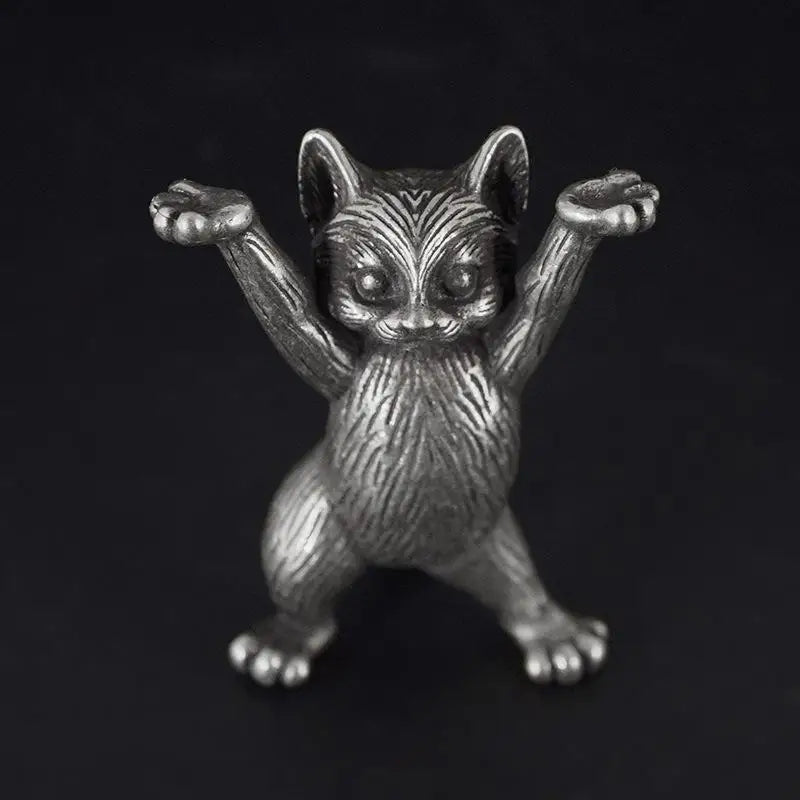 Kung Fu Cat Statue Desktop Ornaments Miniatures Home Decoration Metal Qme A2